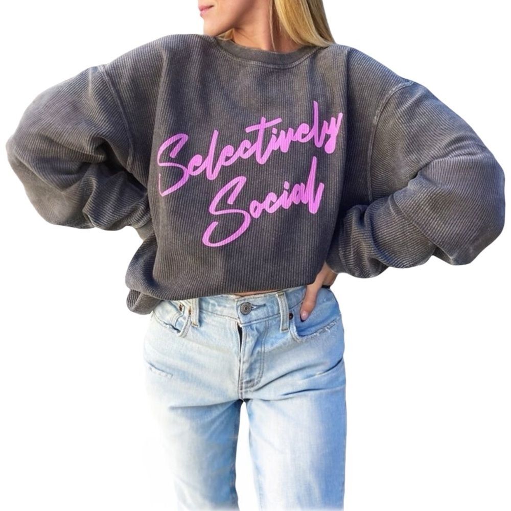 Lulusimon Studio Selectively Social Corded Oversized Boyfriend Sweatshirt L